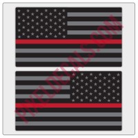 American Flag Decals - Black & Gray w/ Red Line - Tactical