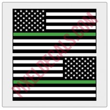 American Flag Decals - 1 Color w/ Green Line