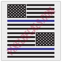 American Flag Decals - 1 Color w/ Blue Line - V2