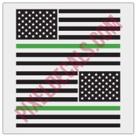 American Flag Decals - 1 Color w/ Green Line - V2
