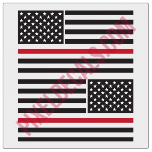 American Flag Decals - 1 Color w/ Red Line - V2
