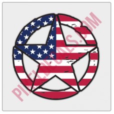 American Flag Invasion Star Distressed Decal - Color