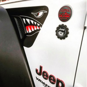 2018+ JL/JT Fender Vent P-40 Shark Mouth Blackout Decal Pair