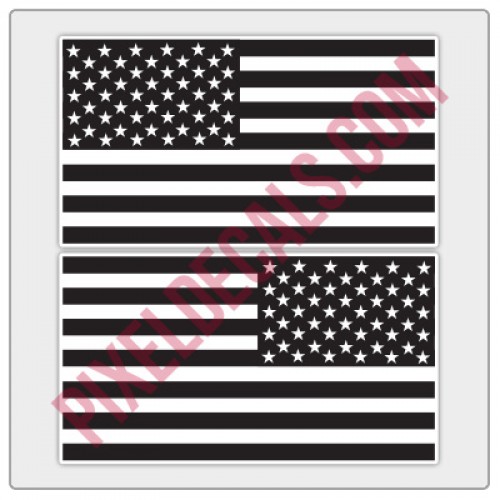 American Flag Decals - Black & White