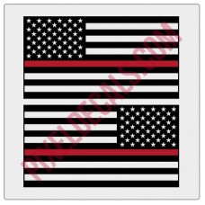 American Flag Decals - 1 Color w/ Red Line